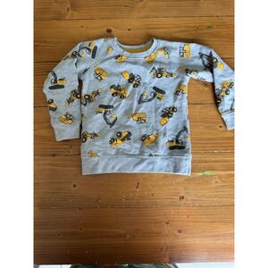 John Deere Toddler Boys Excavator Tractor Print Fleece Sweatshirt Gray 2T